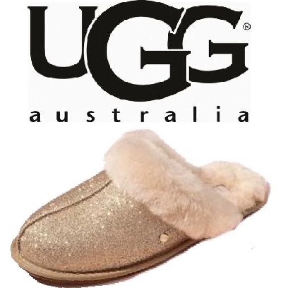 UGG Shoes - NIB Scuffette II Gold Sparkle Shearling Slippers